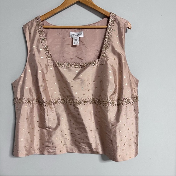 Bloomingdale's Silk Sequined Sleeveless Blush Sequin Tank Top 24W
 Evening Party - Picture 1 of 13